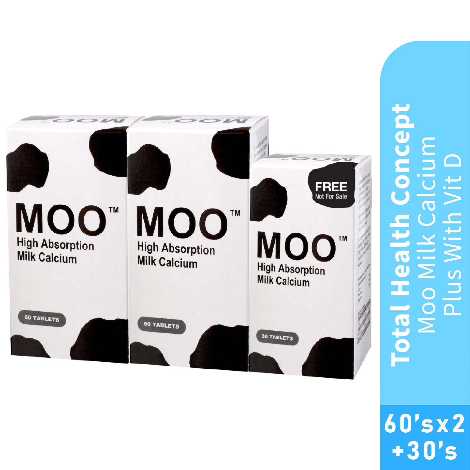 THC Moo Milk Calcium Plus With Vitamin D 60's X2 + 30's for Bone, Ubat Tulang, 钙 - Total Health Concept