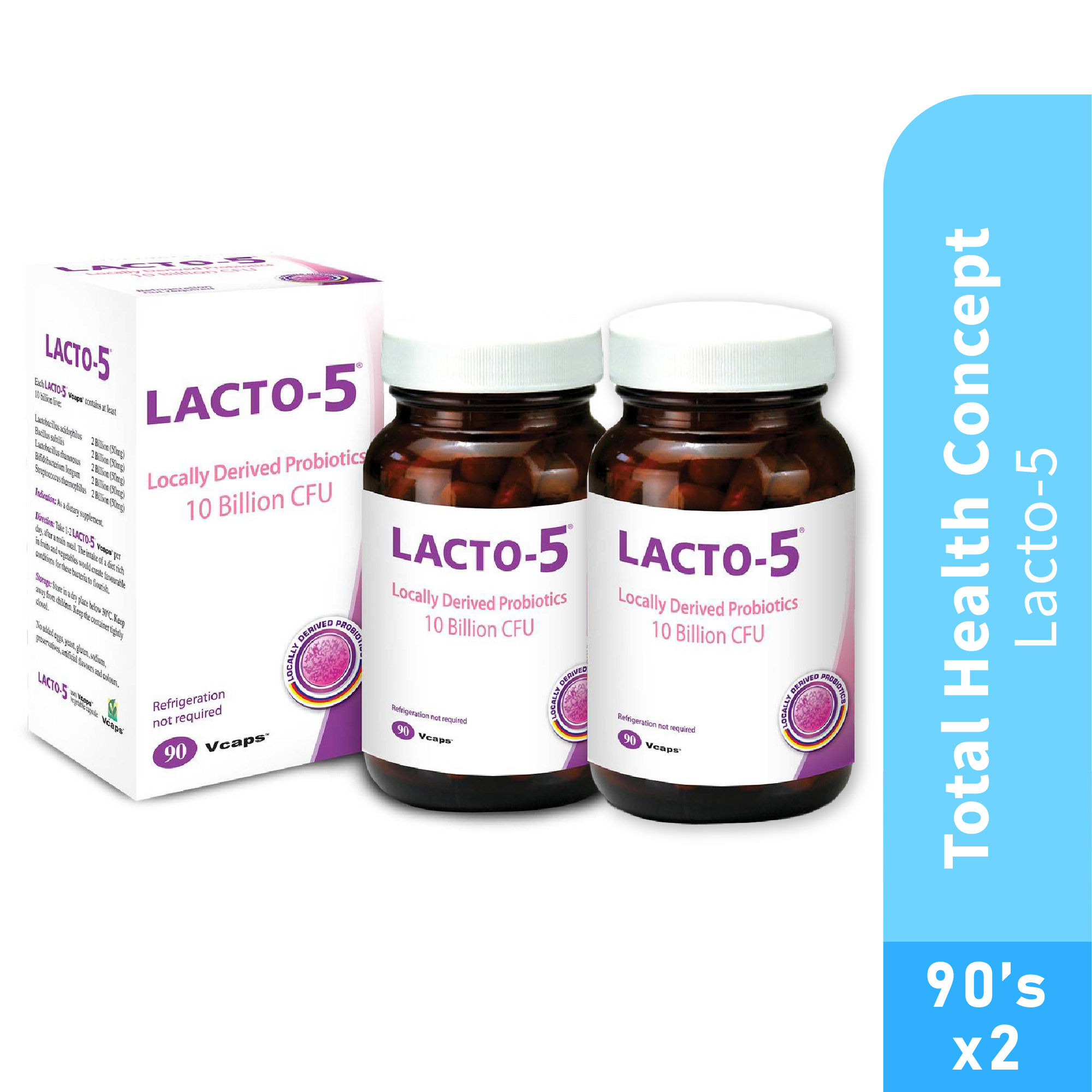 THC Lacto-5 90's X 2 for Digestion & Gut Health with Probiotic, Lactobacillus Rhamnosus, Good Bacteria