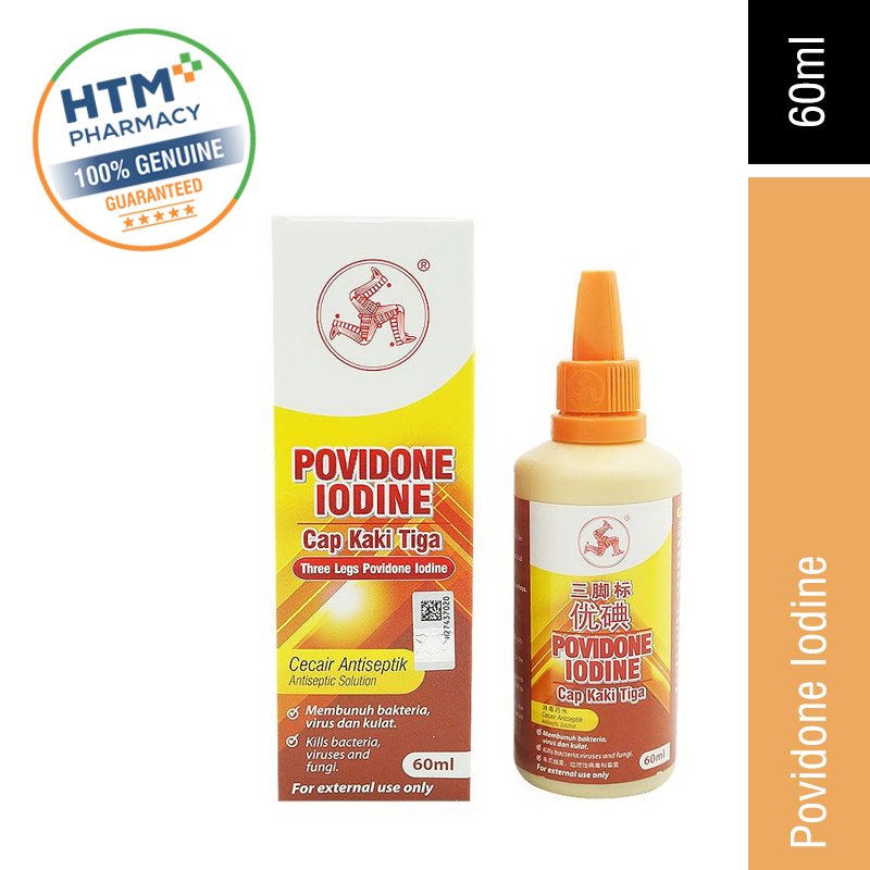 THREE LEGS POVIDONE IODINE ANTISEPTIC SOLUTION 60ML