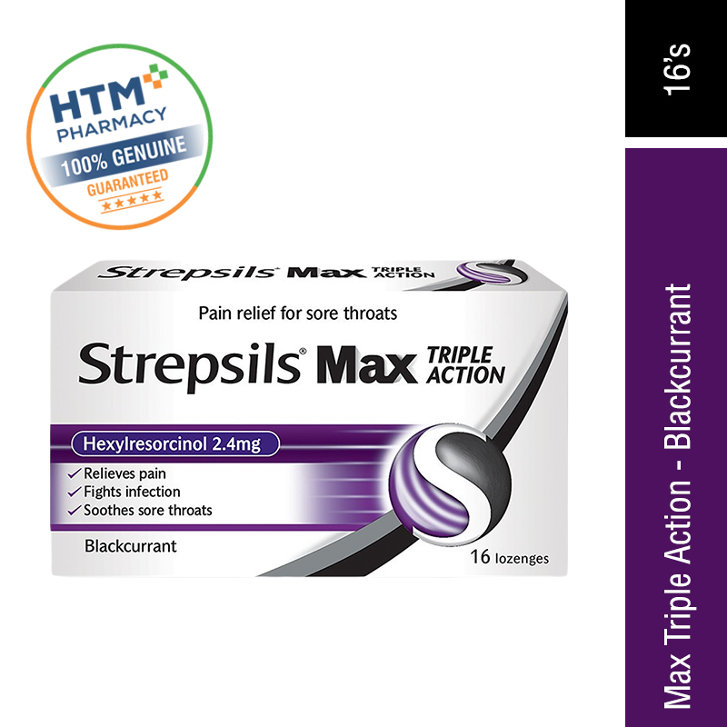 STREPSILS Max 16'S -Sore Throat, Blackcurrant, Strepsils