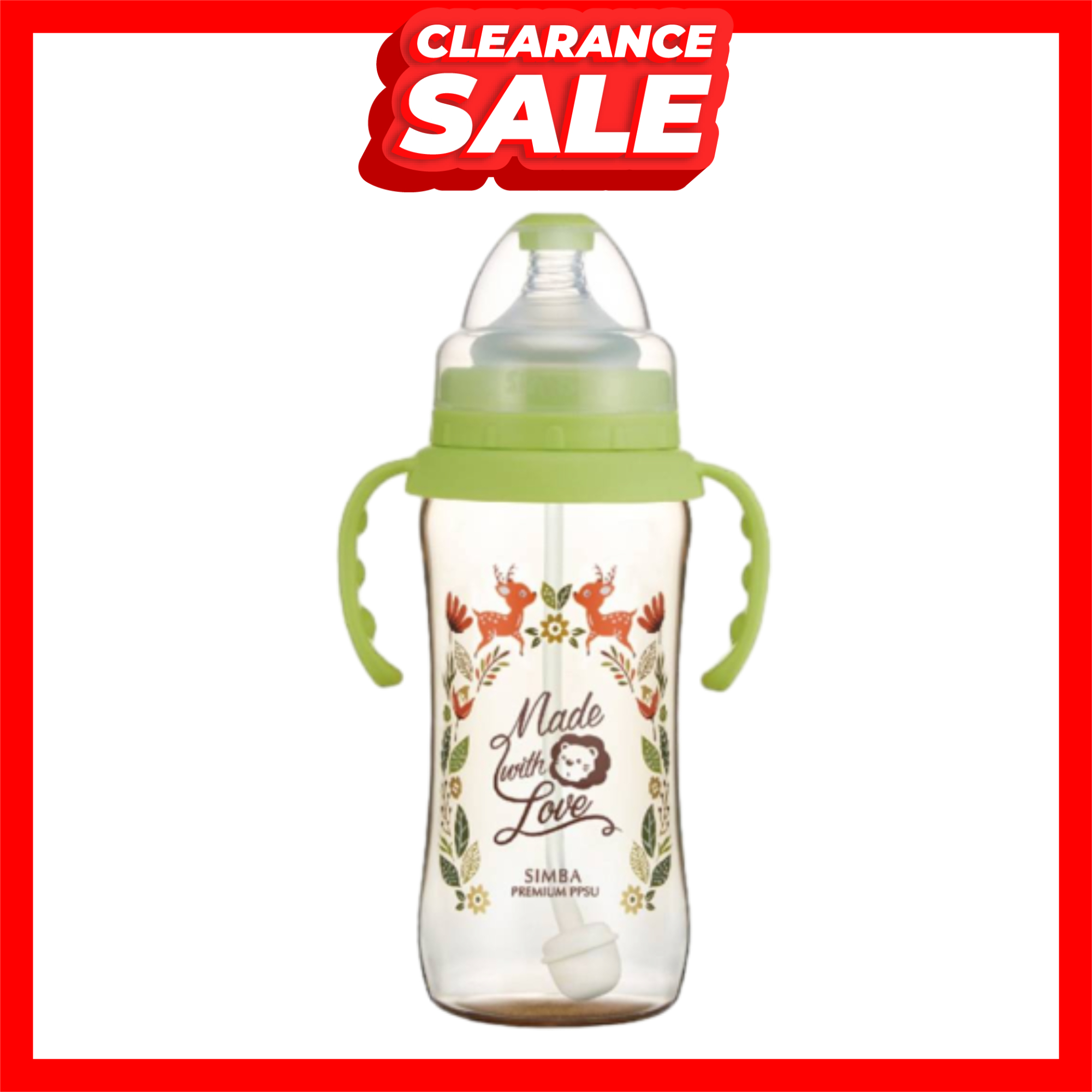[CLEARANCE] SIMBA PPSU Wide Neck Green Feeding Bottle Handle 360ml- Bottle Feeding , Baby Feeding ,奶瓶 [Box Minor Damage]