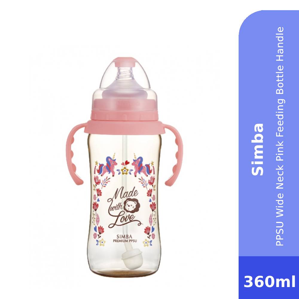 SIMBA PPSU Wide Neck Pink Feeding Bottle Handle Wonderland 360ml- Bottle Feeding , Baby Feeding , 奶瓶