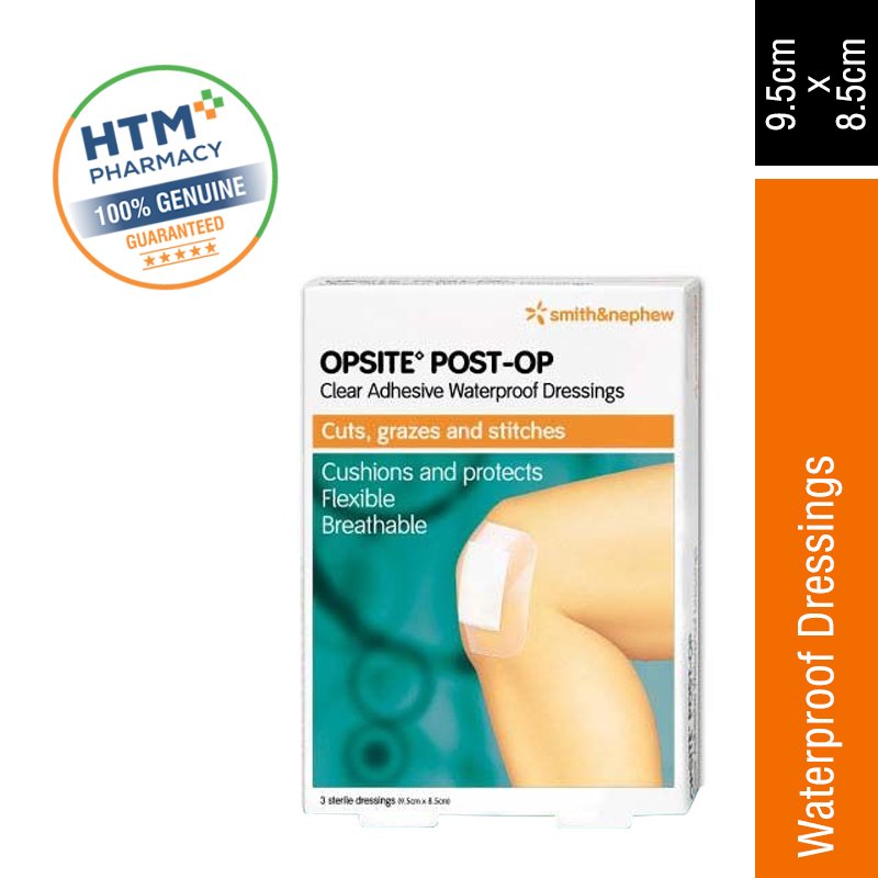 Smith & Nephew Opsite Waterproof Wound Dressing 9.5CM x 8.5CM 3'S