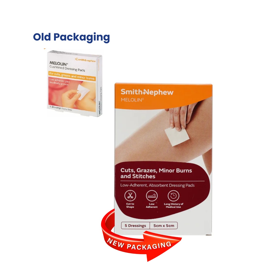 SMITH & NEPHEW Melolin Cushioned Dressing Pads 5cm x 5cm 5's