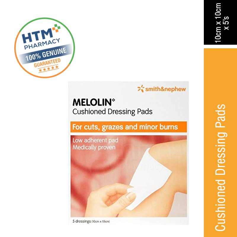 Smith & Nephew Melolin Cushioned Dressing Pads 10CM x 10CM 5'S