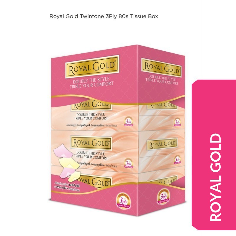 ROYAL GOLD TWIN TONE 3PLY INTERLEAF TISSUE  4'S x 80SHEET