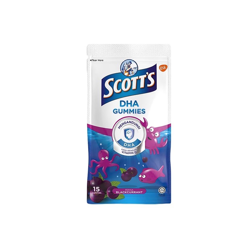 Scott's Dha Gummies Blackcurrent Zip Pack 15's
