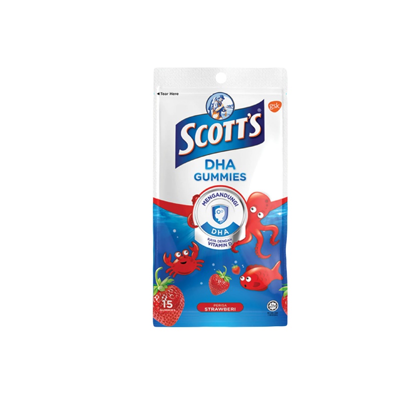 Scott's Dha Gummies Strawberry Zip Pack 15's