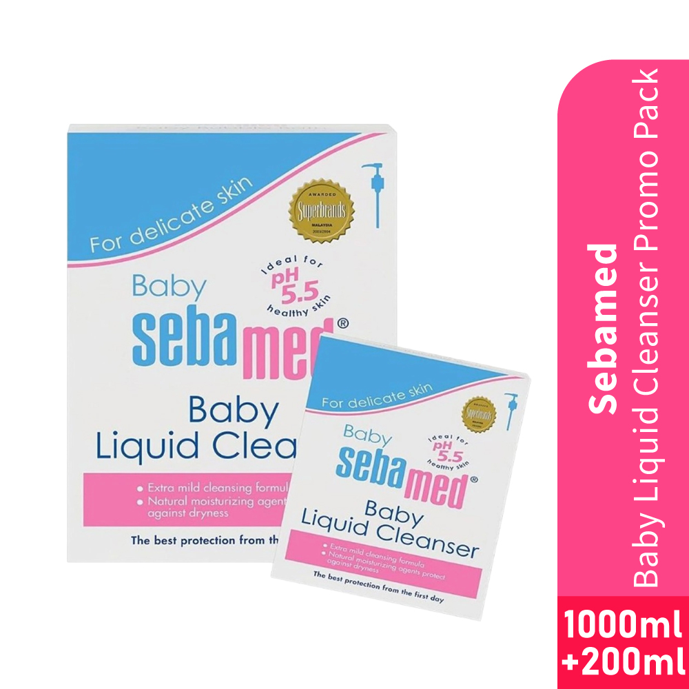 SEBAMED Baby Liquid Cleanser 1000ml + 200ml for Sabun Baby, Sebamed Body Wash, Sabun Mandi, Sabun Badan