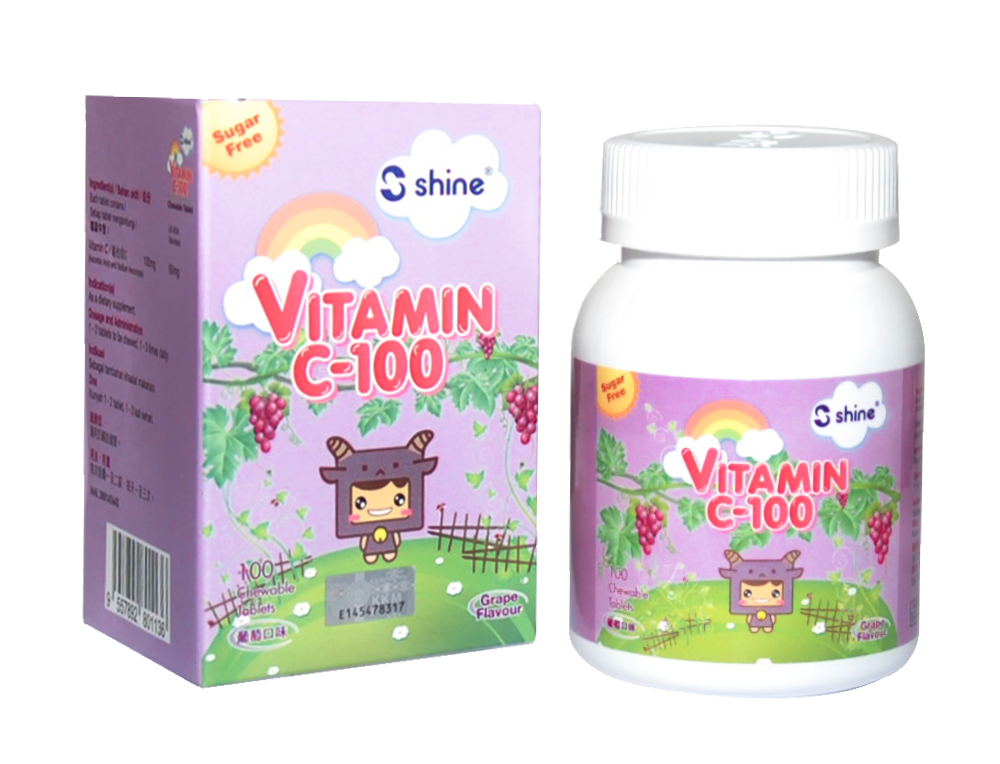 Shine Vitamin C 100MG 100'S - Grape