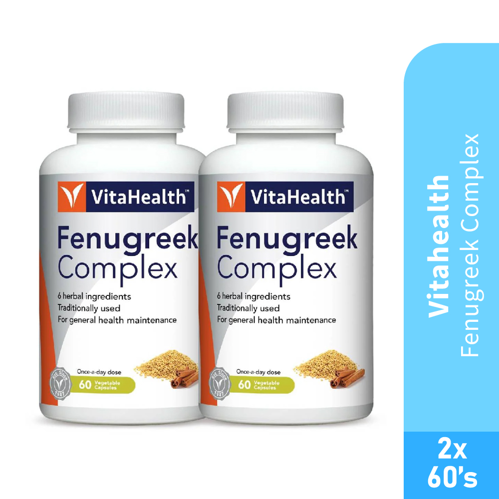 VITAHEALTH Fenugreek & Cinnamon Complex 60's x2- Diabetic Supplements, Fenugreek, Tumeric