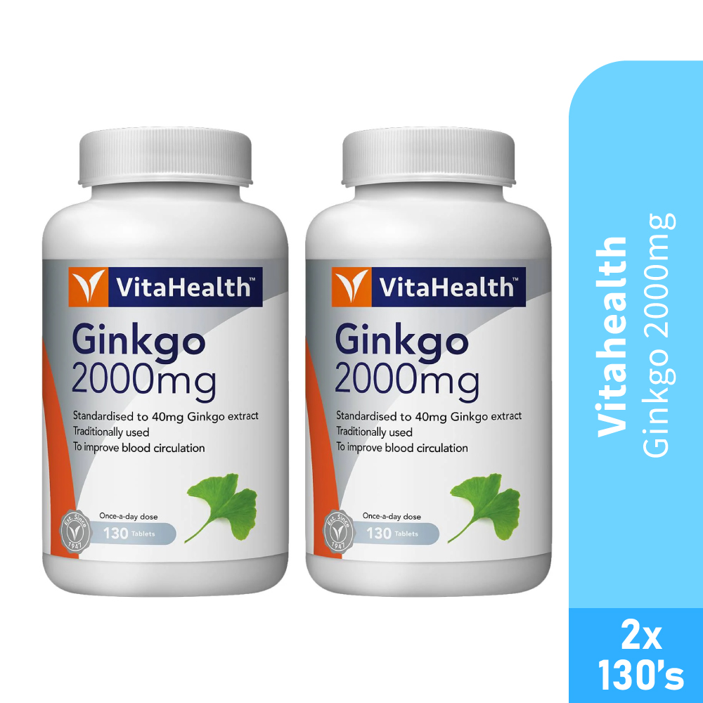 VITAHEALTH Gingko 2000mg 130's  x2 - Blood Pressure, Gingko Biloba, Antioxidant