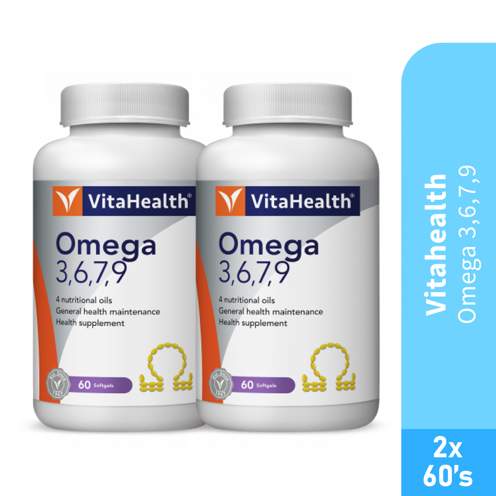 VITAHEALTH Omega 3,6,7,9 60's x2 -Flaxseed Oil, Omega 3, Joint, Omega 6