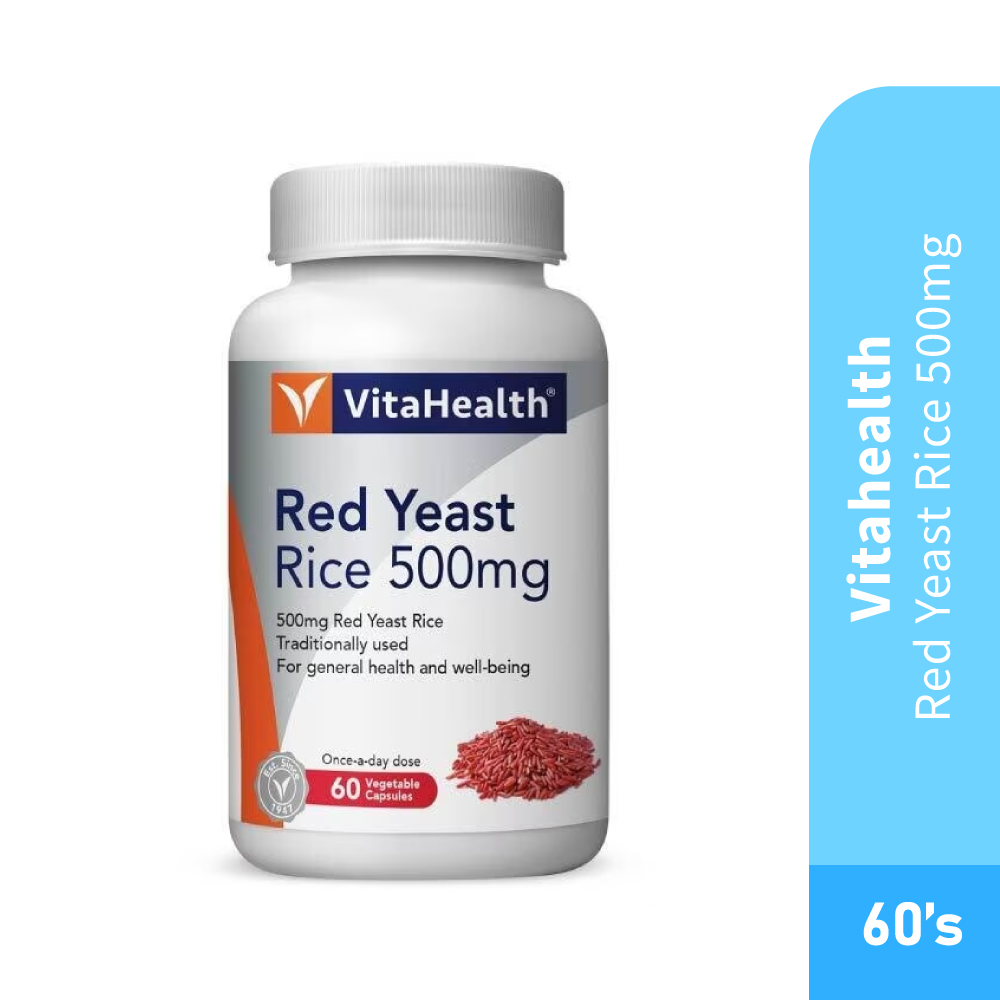 VITAHEALTH Red Yeast Rice 60's- Vegetable Capsule, Red Yeast Rice, Cholesterol Supplement