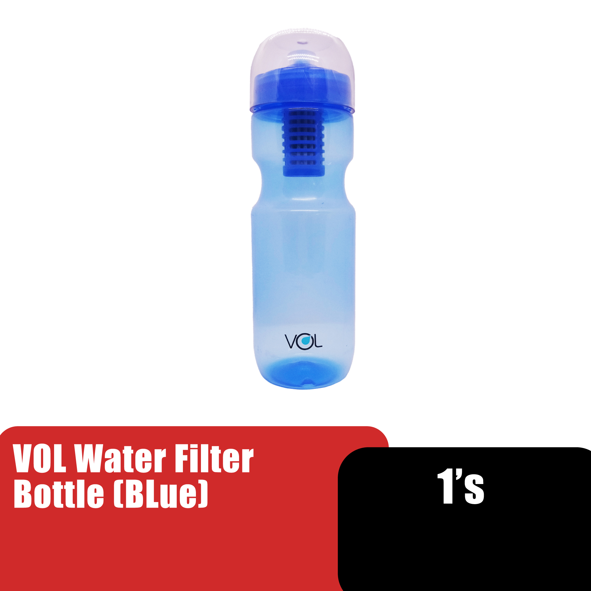 Vol Water Filter Travel Bottle, Hiking Bottle, Camping Bottle (水壶 / 水过滤器) - Blue