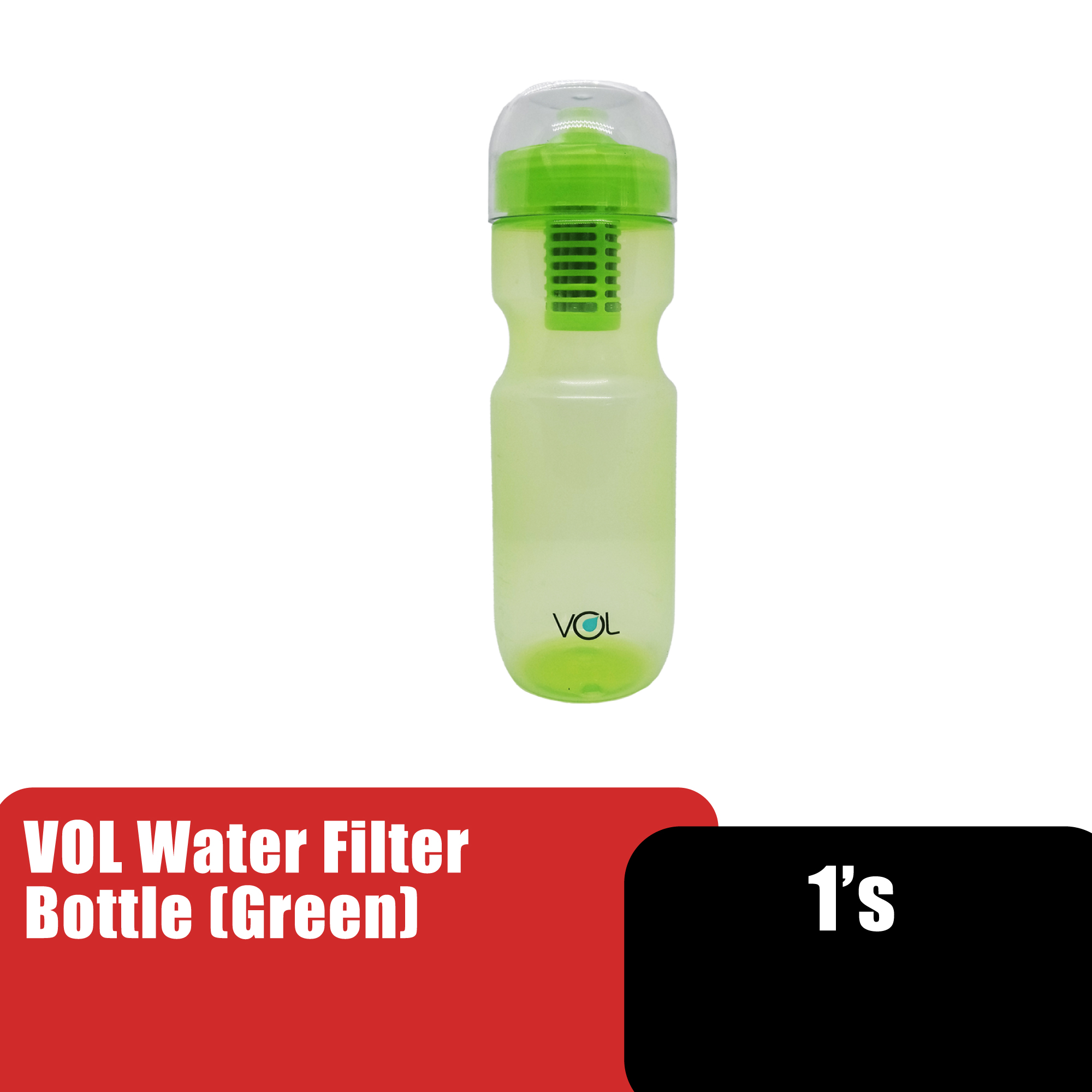 Vol Water Filter Travel Bottle, Hiking Bottle, Camping Bottle (水壶  水过滤器) - Green