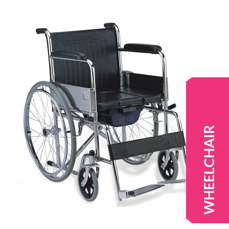 Steel Commode Wheelchair 20KG - Capacity 100KG (MO608)