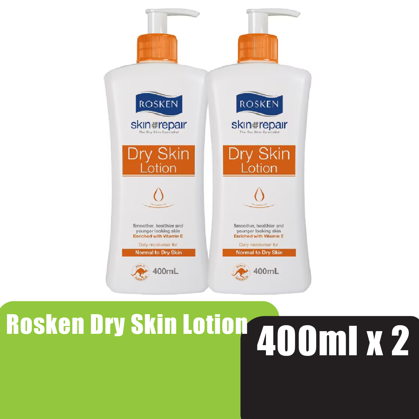 ROSKEN Dry & Sensitive Skin Body Lotion 400ml X 2 losyen kulit kering badan & tangan 皮膚 敏感 止癢身体乳