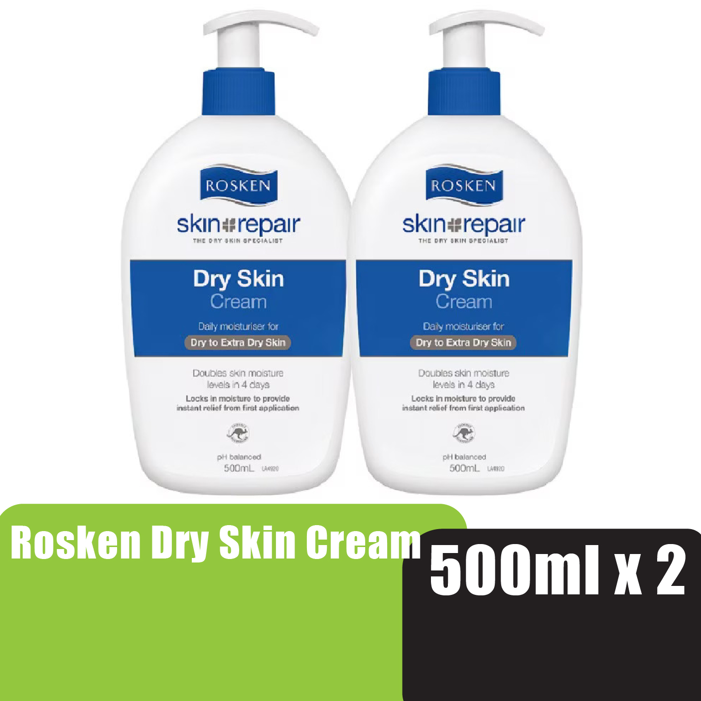 ROSKEN Dry & Sensitive Skin Hand Cream 500ml X 2 皮膚 敏感 止癢护手霜 kulit kering krim tangan