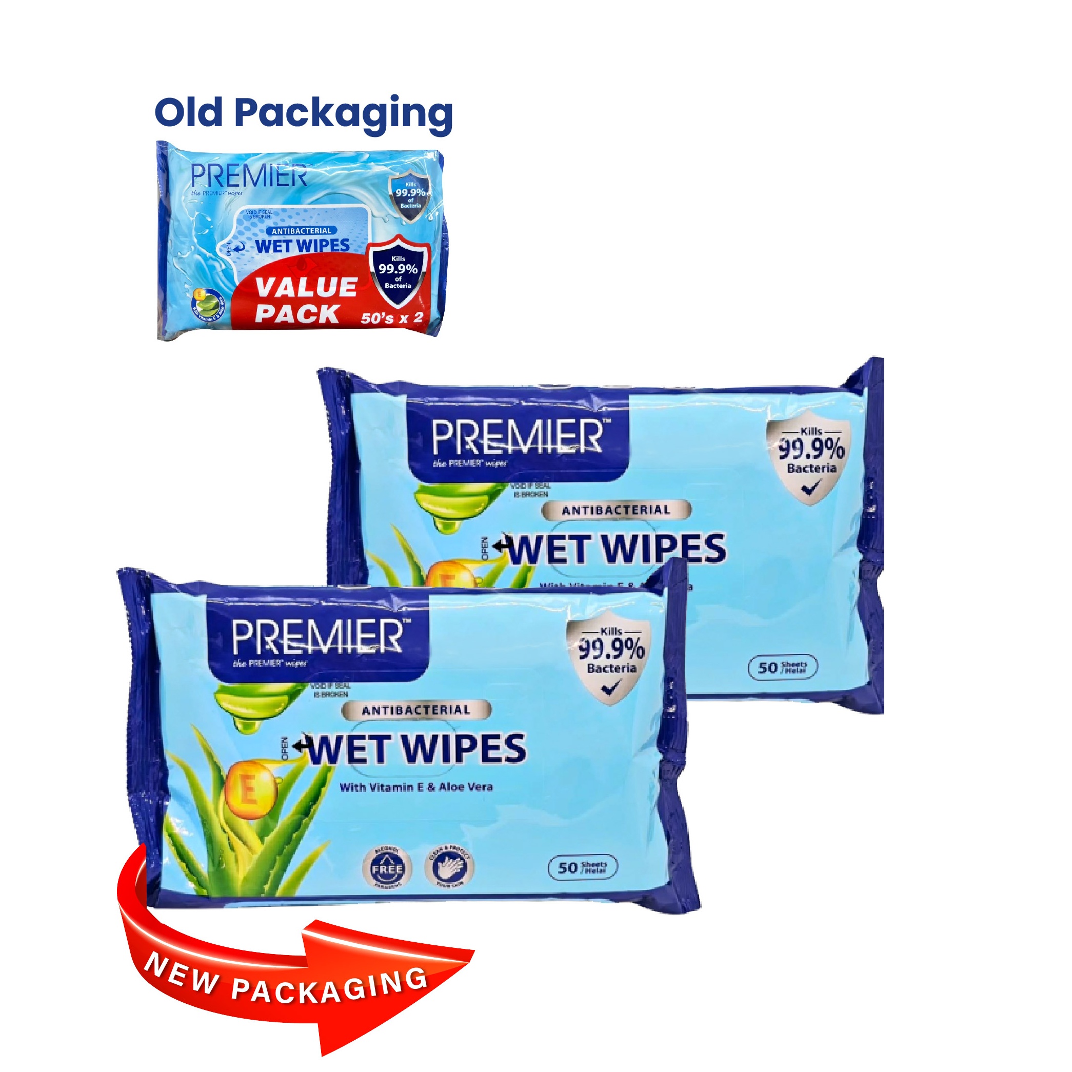 PREMIER Sanitizing Wipes 50's x 2