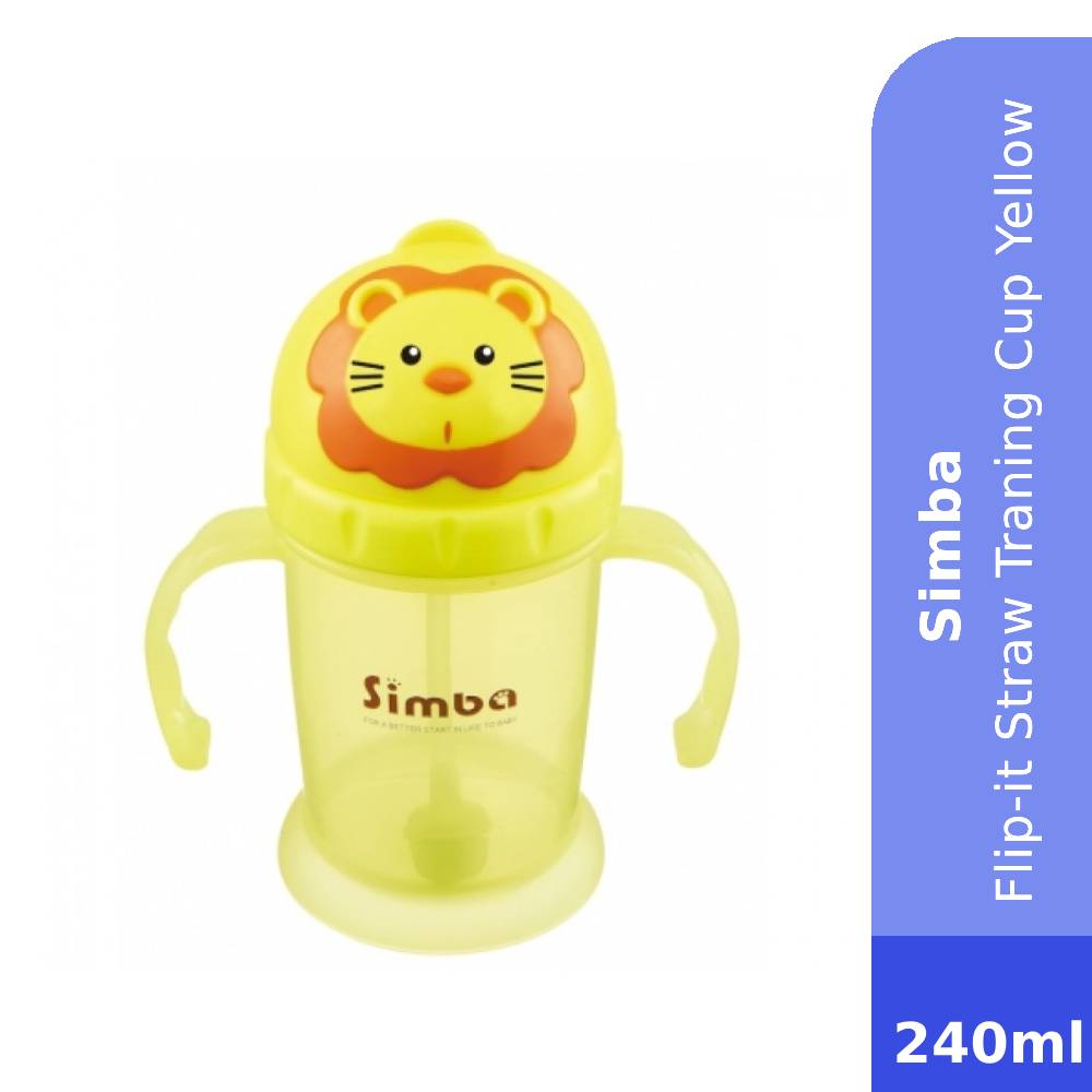 SIMBA Flip-it Straw Training Cup Yellow 240ml - Baby Feeding , Training Cup Baby , Baby Accessories