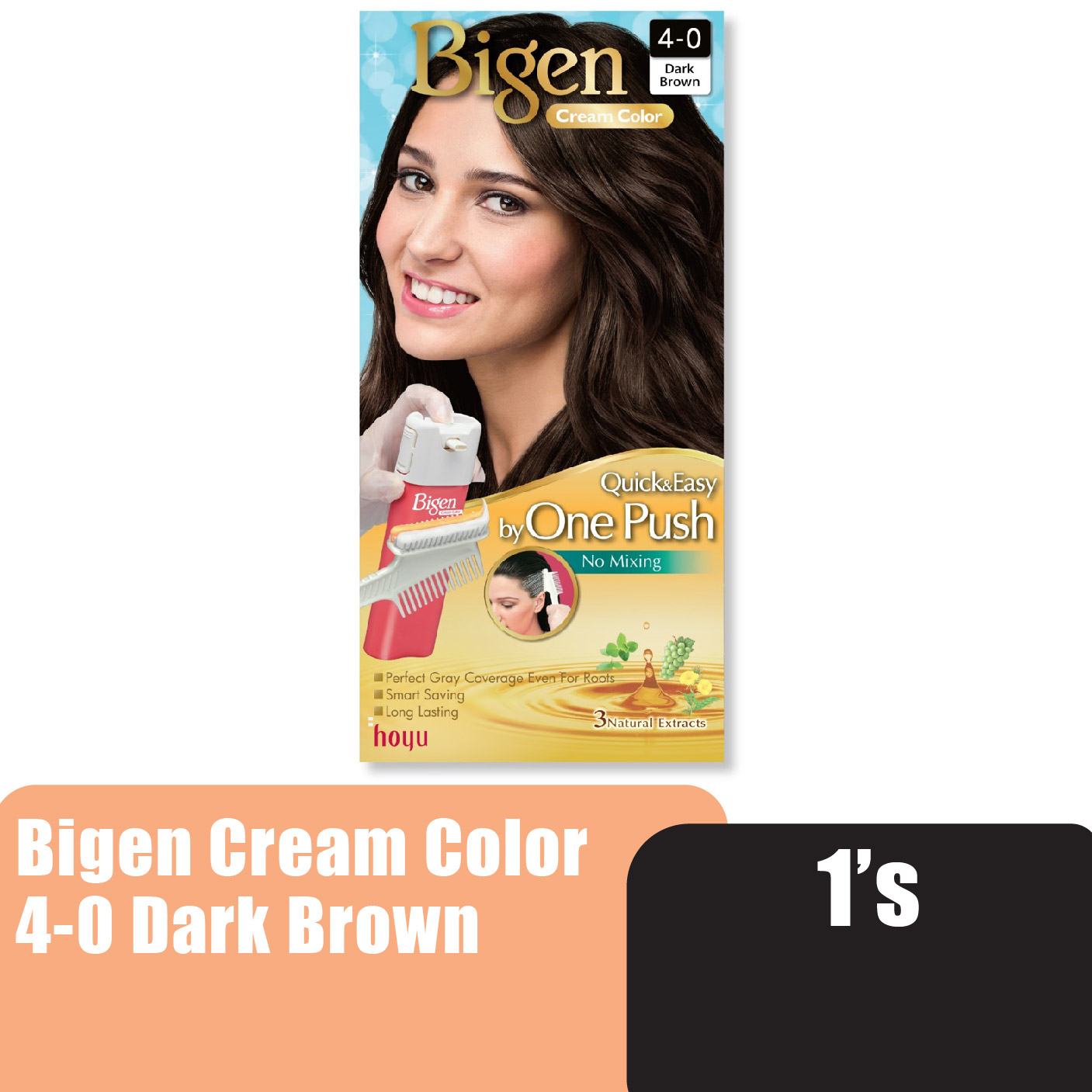 BIGEN Cream Color 4-0 Dark Brown - Bigen One Push Hair Color Dark Brown Hair Color 美源 染发剂 染发膏