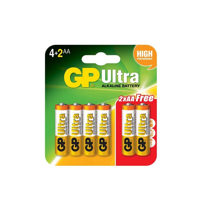 Gp Battery Ultra Alkaline Battery AA 4's+2's