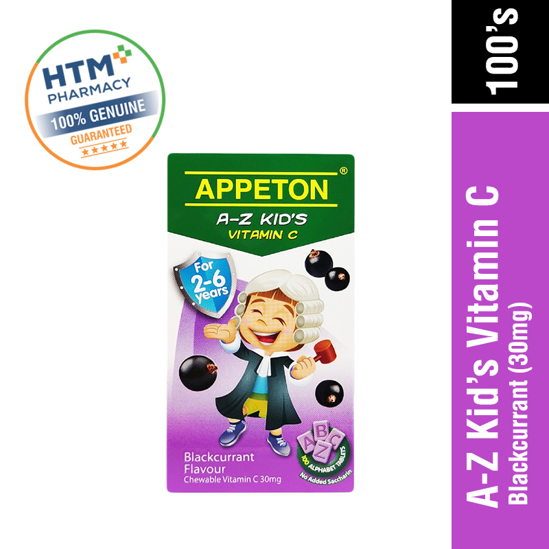 Appeton A-Z Kid'S Vitamin C 30MG 100'S - Blackcurrant