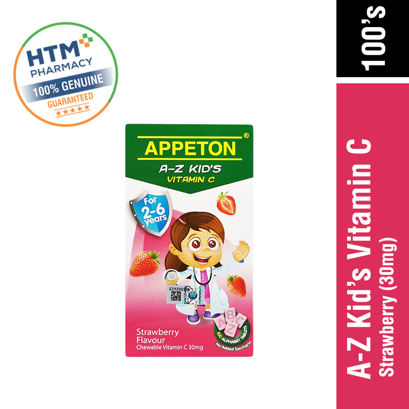 Appeton A-Z Kid'S Vitamin C 30MG 100'S - Strawberry