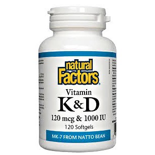Natural Factors Vitamin K & D 120MCG 1000IU 60's