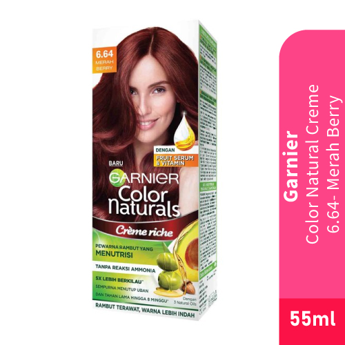 GARNIER Hair Color Natural Creme Merah Berry - Hair Colour Cream, Hair Colour , 染发剂