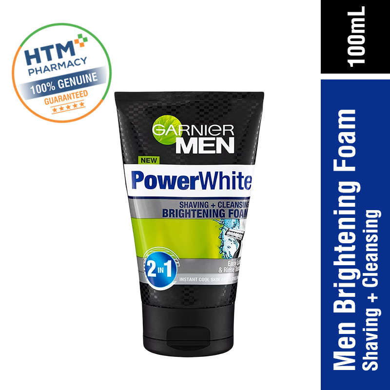 Garnier Men Power White 2 in 1 Shaving + Cleansing Brightening Foam 100ml
