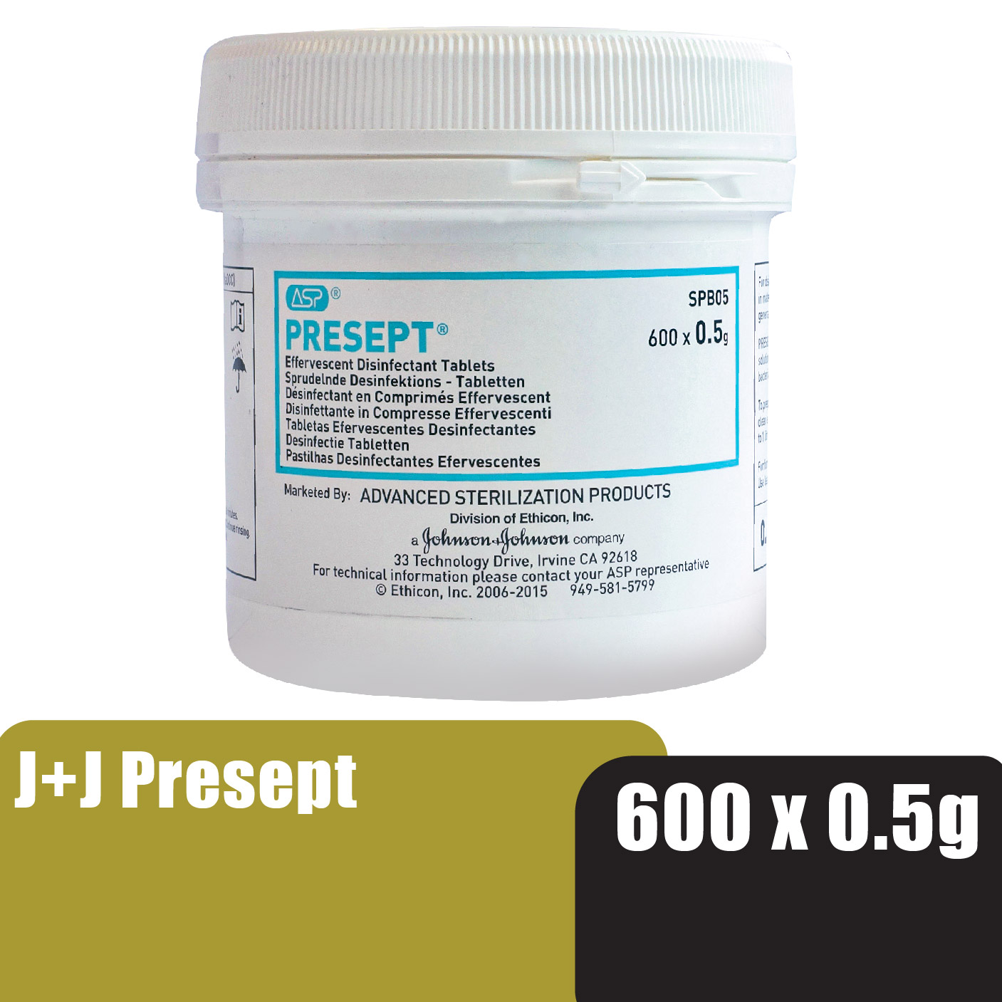 Johnson & Johnson Disinfectant Presept Tablet 600 x0.5g (Multi surface purpose)-Prevent bacterial/ fungi &virus