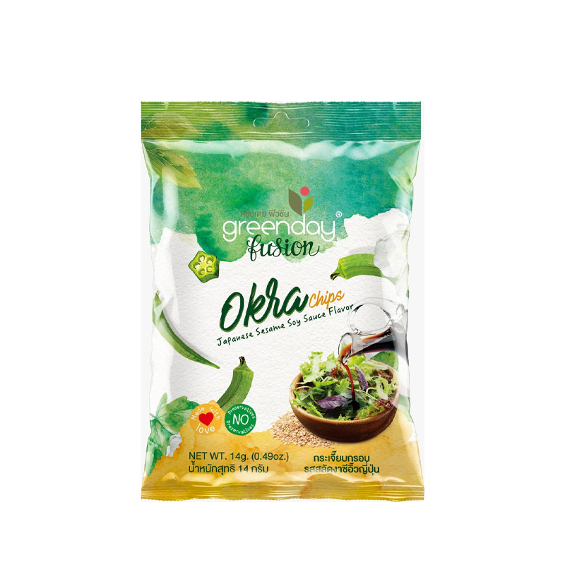 Greenday Snack 14g - Okra Chips Japanese Sesame Soy Sauce Flavor