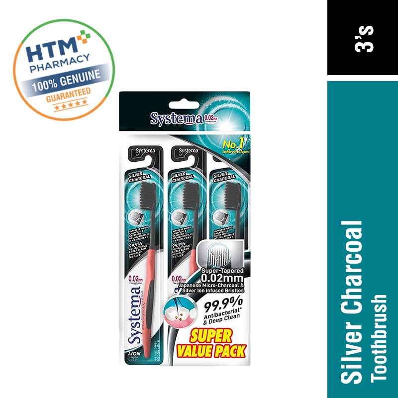 Systema Toothbrush Silver Charcoal 3's