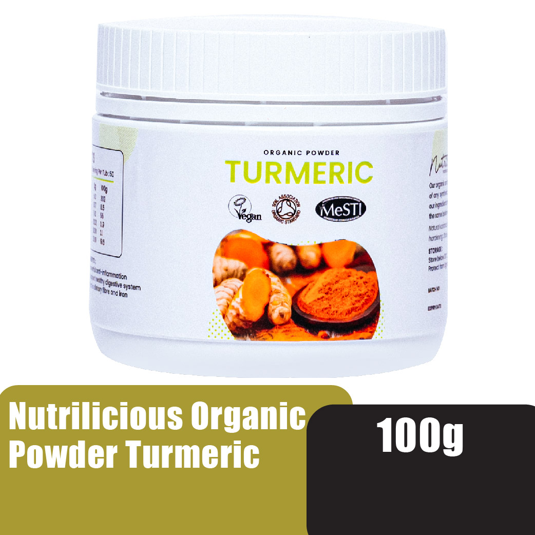 NUTRILICIOUS Organic Turmeric Powder 100g 姜粉 100% Authentic | Tumeric Curcumin | Superfood Powder | Antioxidant