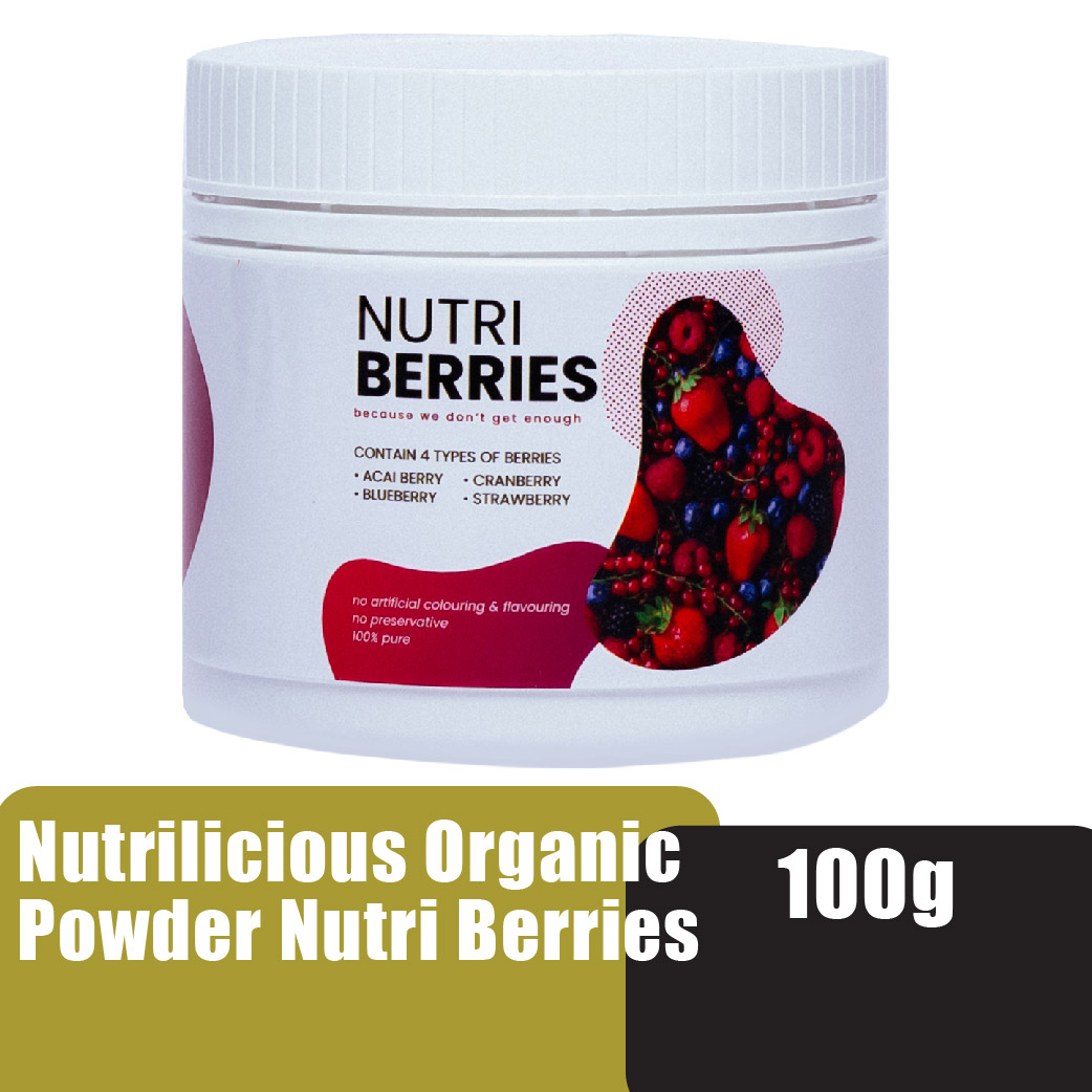 NUTRILICIOUS Organic Nutri Berries 100g - Acai Berry Powder | Acai Powder | Natural Anti-Aging Superfood Powder