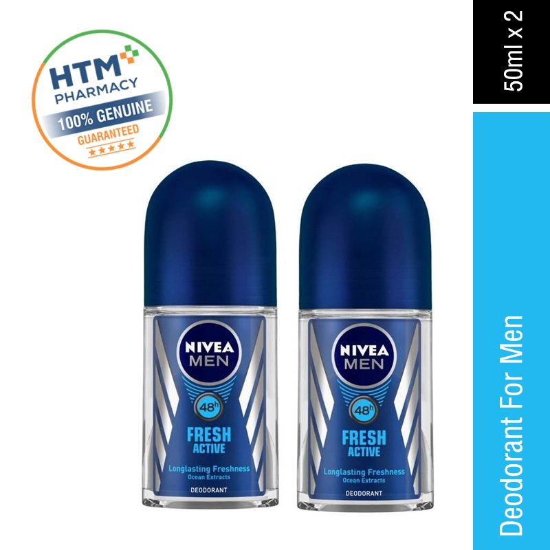 Nivea Deodorant For Men 2 x 50ML - Fresh Active (82808)