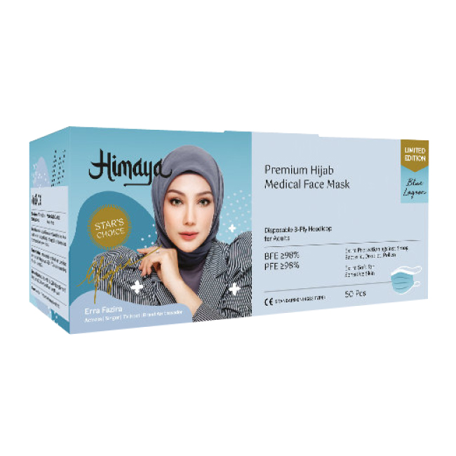 Himaya Medical Face Mask 3ply - Blue Lagoon (Premium Hijab Series) 50's