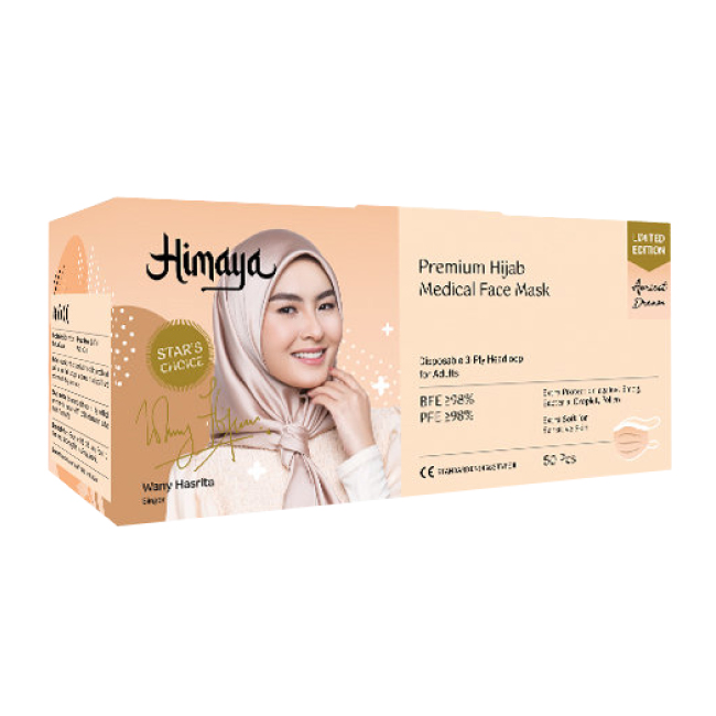 Himaya Medical Face Mask 3ply - Apricot Dream (Premium Hijab Series) 50's