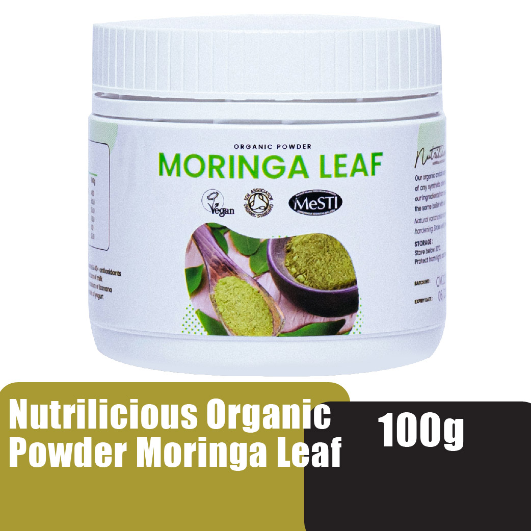 NUTRILICIOUS Moringa Powder Organic 100g 100% Authentic Serbuk Daun Kelor 辣木 / Murungai - Natural Food Grade Superfood