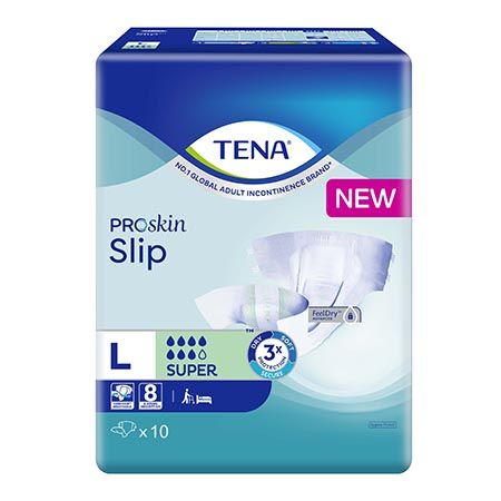 Tena Slip Super Adult Diaper L 10'S (Proskin) Foc Tena Wet Wipes