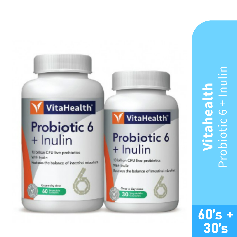 VITAHEALTH Probiotic 6+ Inulin 60's+30's-Probiotic , Digestion Supplement, Probiotic And Prebiotic