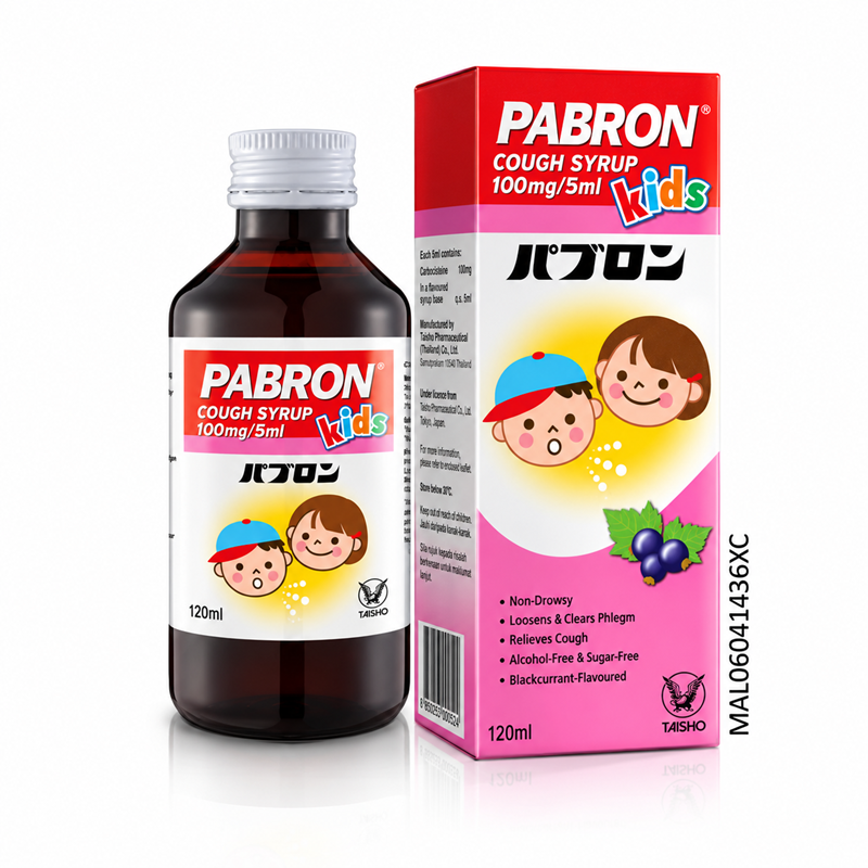 PABRON Cough Syrup Kids 120ml Blackcurrant, Phlegm Relief, Cough Relief, Ubat Batuk