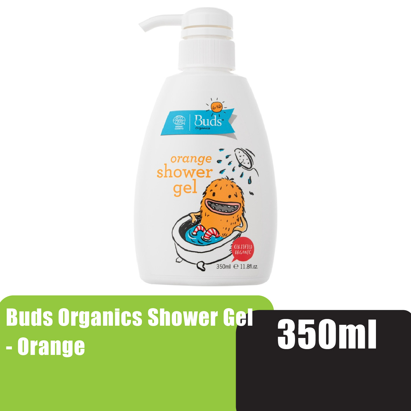 Buds Organics Orange Scented Shower Gel with Aloe vera 350ml - Hydrating & Soothing