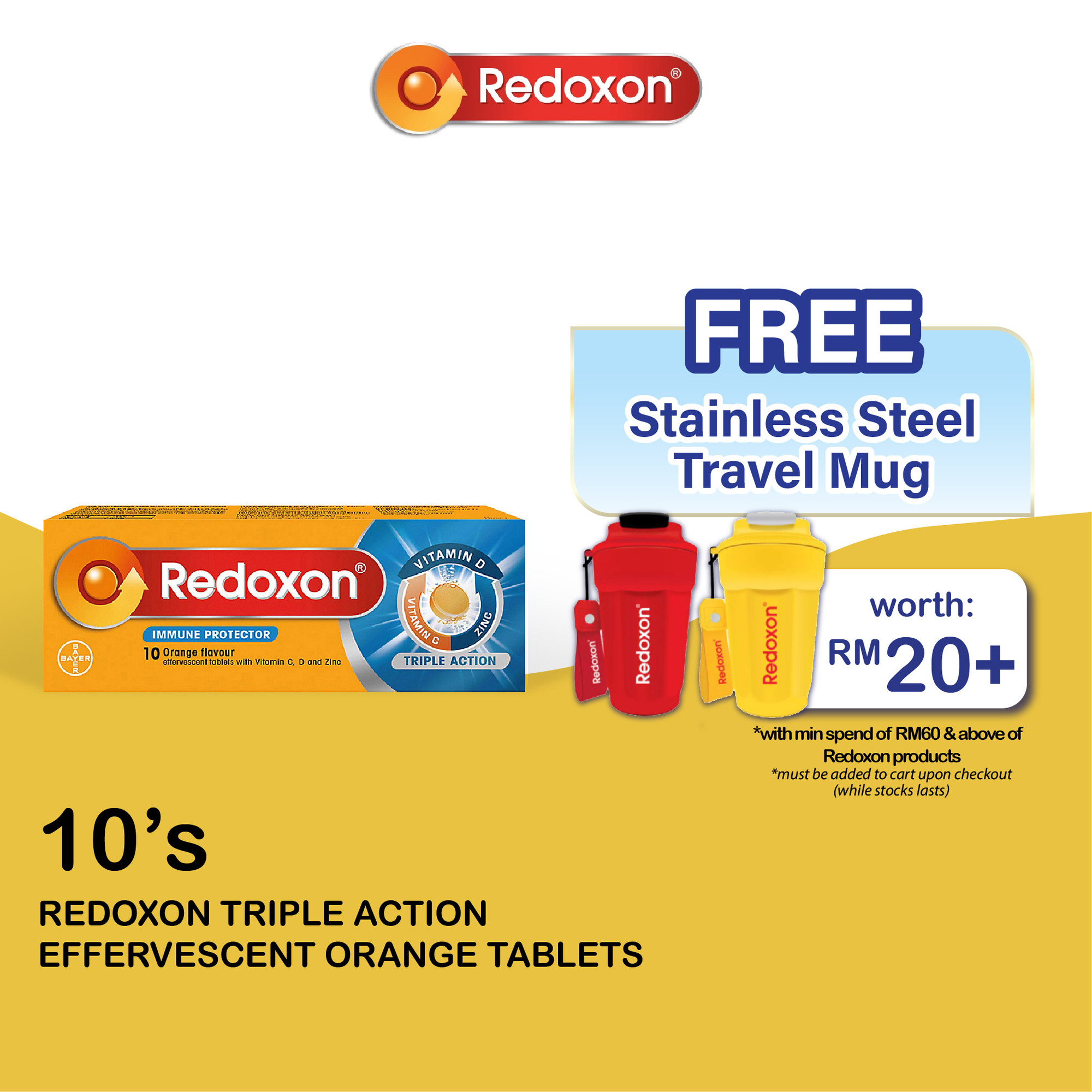 Redoxon Triple Action Effervescent Orange Tablet 10's