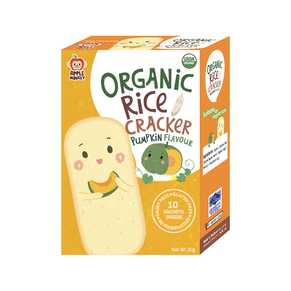 Apple Monkey Organic Rice Cracker 30g - Pumpkin