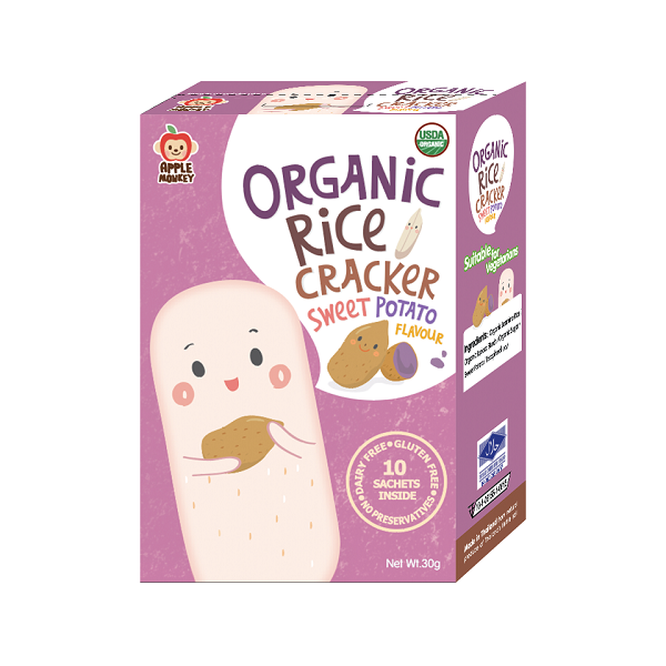 Apple Monkey Organic Rice Cracker 30g - Sweet Potato