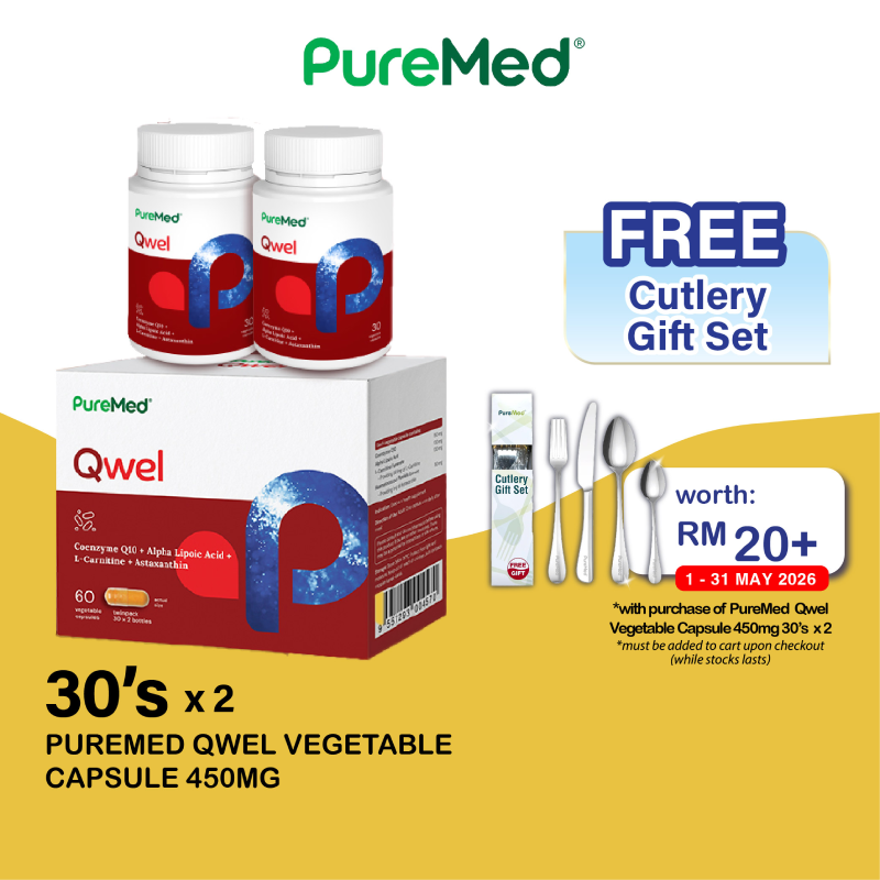 PUREMED Qwel with Coenzyme Q10 450mg 30's x 2 for Heart Heath & Energy Booster