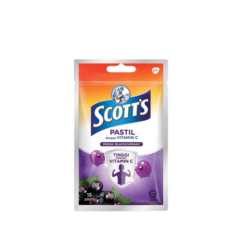 Scott's Vitamin C Pastilles 15's - Blackcurrant